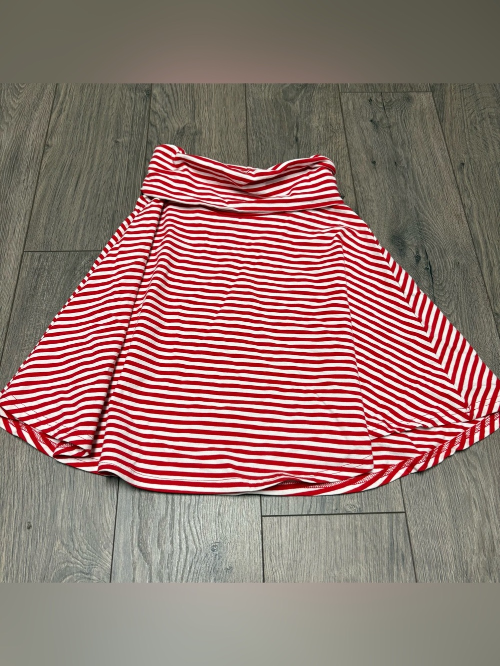 Red & white striped mini skirt